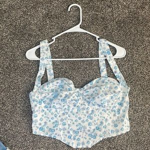 Blue Floral Crop (large) - Shein
